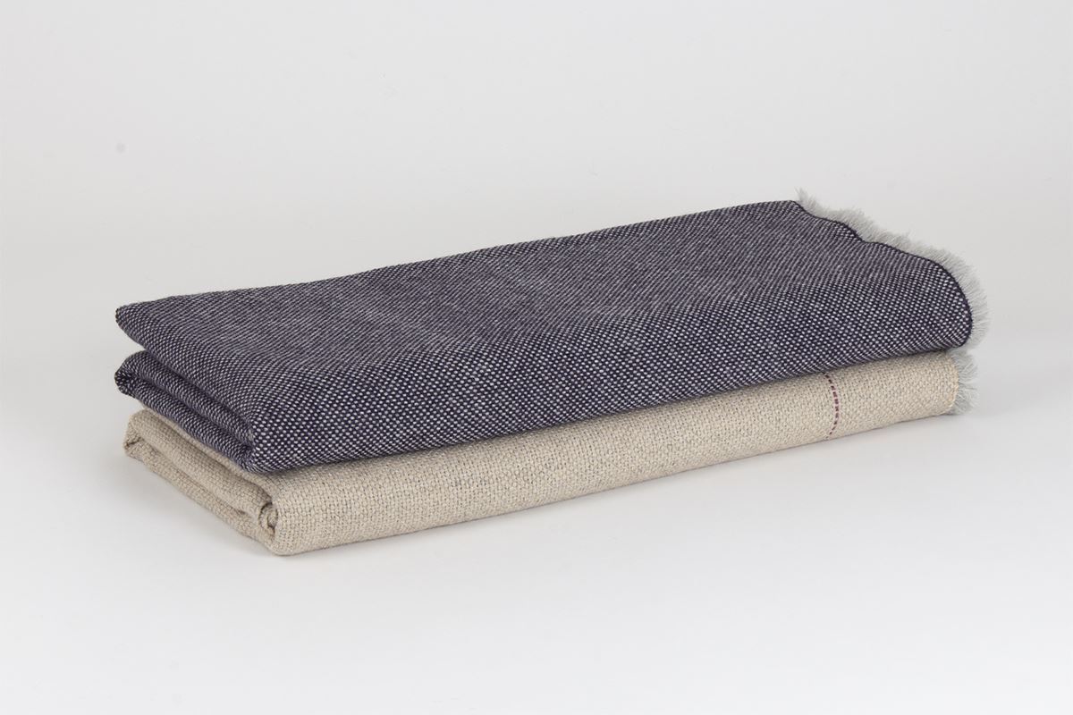 Manta de Alpaca Baby con Seda púrpura y gris niebla