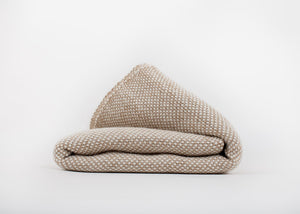 Manta Bebé de Alpaca Baby con Seda blanca y nuez