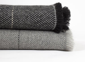 Manta de Alpaca antracita con gris lluvia