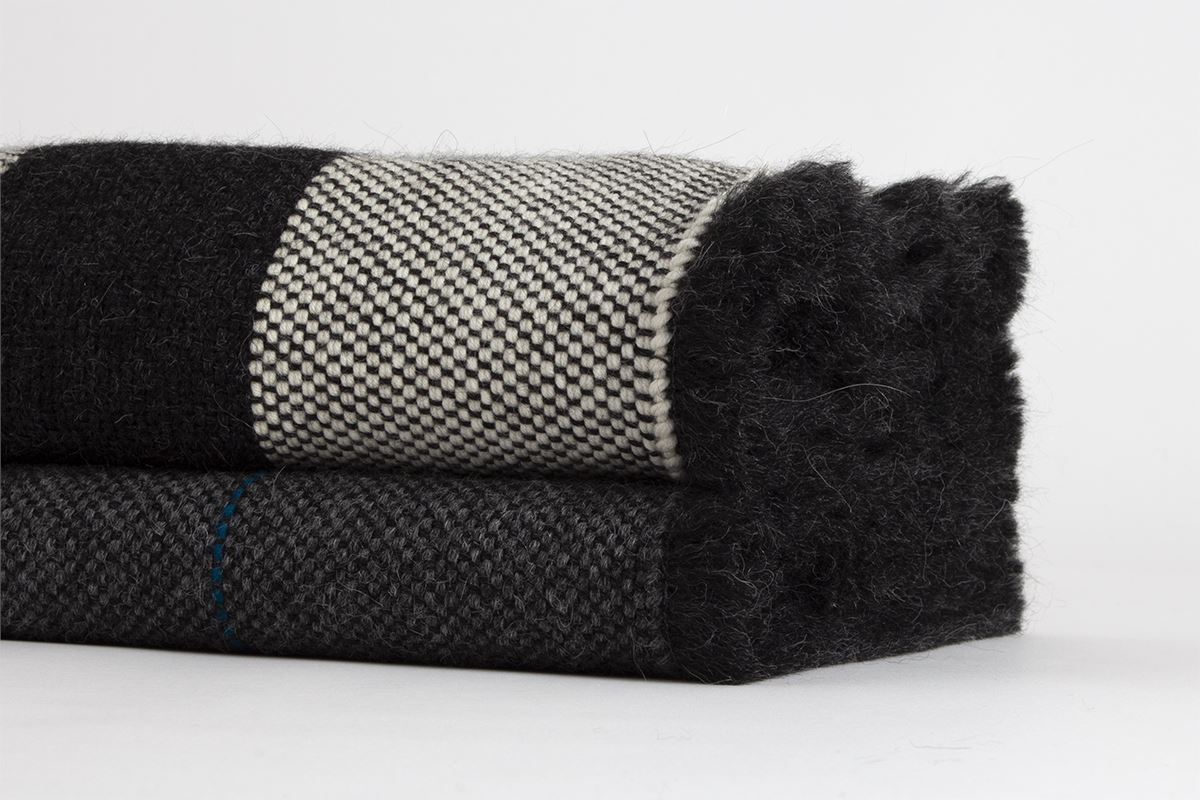 Manta de Alpaca negra con Lana cruda