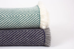 Manta en espiga de Alpaca Baby con Seda verde celadón