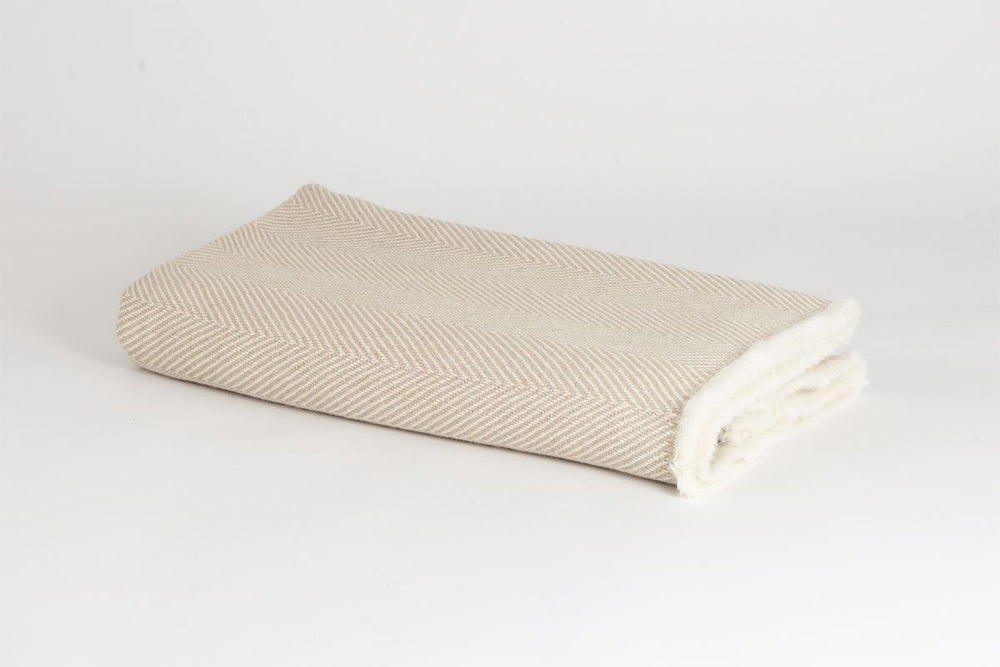 Manta en espiga de Alpaca nuez tostada