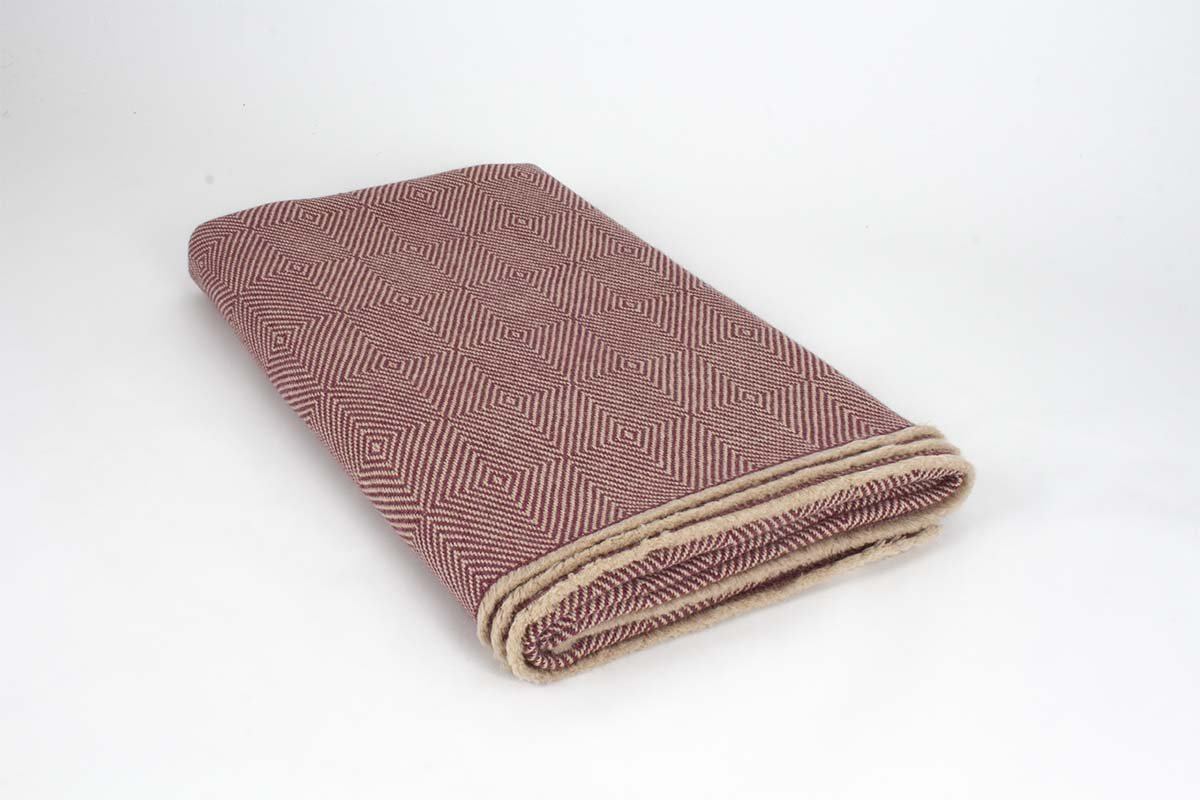 Manta en Ojo de Ganso de Alpaca Baby con Seda cereza