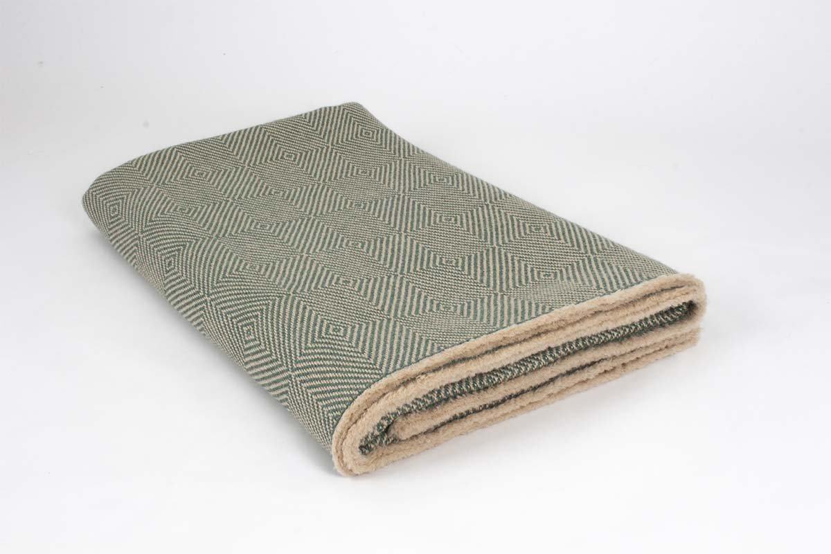 Manta en Ojo de Ganso de Alpaca Baby con Seda verde celadón