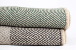 Manta en Ojo de Ganso de Alpaca Baby con Seda verde celadón