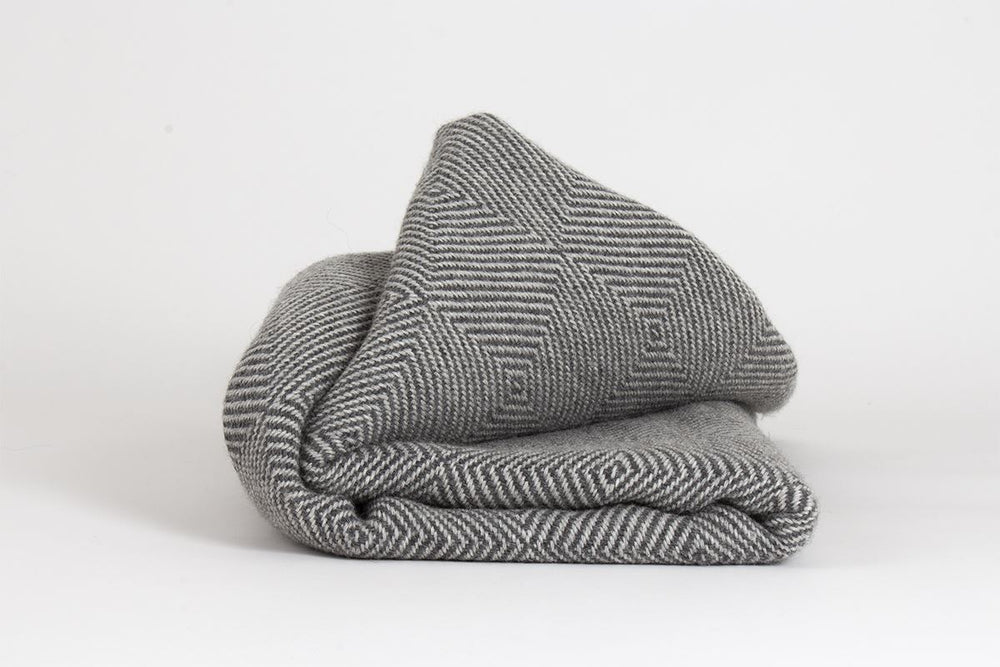 Manta en Ojo de Ganso de Alpaca gris marengo