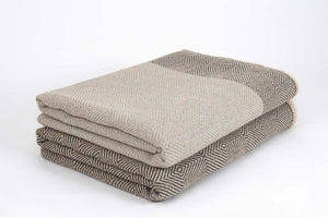 Manta en Ojo de Ganso de Alpaca nuez con gris niebla