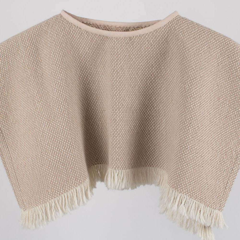 Ruana bebé con Alpaca nuez y blanca